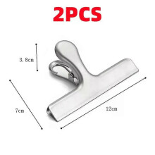 (L 12CM, 2pcs) 1~8PCS Stainless Steel Food Sealer Clip Dust-proof Storage Bag Sealing Document Receipt Ticket Clamp Packing for Home Kitchen