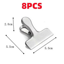 (S 4CM, 8pcs) 1~8PCS Stainless Steel Food Sealer Clip Dust-proof Storage Bag Sealing Document Receipt Ticket Clamp Packing for Home Kitchen