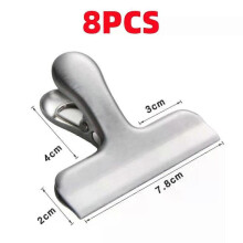 (M 7.8CM, 8pcs) 1~8PCS Stainless Steel Food Sealer Clip Dust-proof Storage Bag Sealing Document Receipt Ticket Clamp Packing for Home Kitchen