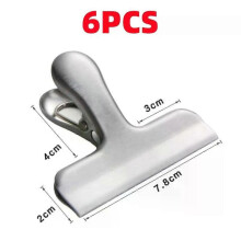 (M 7.8CM, 6pcs) 1~8PCS Stainless Steel Food Sealer Clip Dust-proof Storage Bag Sealing Document Receipt Ticket Clamp Packing for Home Kitchen