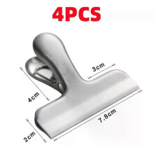 (M 7.8CM, 4pcs) 1~8PCS Stainless Steel Food Sealer Clip Dust-proof Storage Bag Sealing Document Receipt Ticket Clamp Packing for Home Kitchen