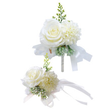 3 Sets Simulierte Corsage Armbandblumen Für Hochzeit Weiß