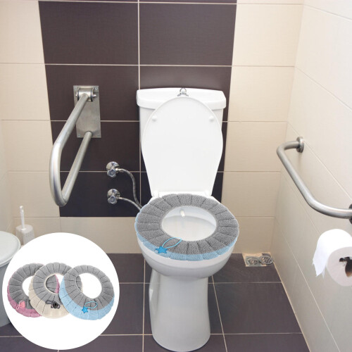 Wiederverwendbarer Badewc Sitzbezug Set Polyester Plüsch 3 2