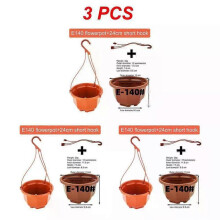 (Style C, 3pcs) Hanging Flowerpot Plastic Flower Pot Succulent Planter Orchid Hanging Pot For Balcony Garden Planting Supplies 9.8cm