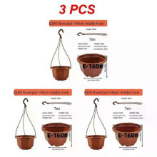 (Style B, 3pcs) Hanging Flowerpot Plastic Flower Pot Succulent Planter Orchid Hanging Pot For Balcony Garden Planting Supplies 9.8cm