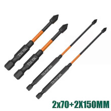 (SET 17) 6pcs PH2 Screwdriver Set Magnetic Batch Head Impact Strong Cross High Hardness 25/50/65/70/90/150mm Anti Non-slip WaterProof
