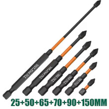 (SET 27) 6pcs PH2 Screwdriver Set Magnetic Batch Head Impact Strong Cross High Hardness 25/50/65/70/90/150mm Anti Non-slip WaterProof