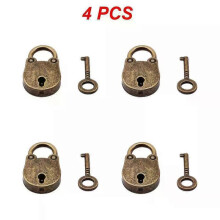 (4pcs) 1~5PCS Bronze Vintage Old Antique Style Mini Archaize Padlocks Key Lock With Key Lock Home Usage Hardware Decoration