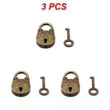 (3pcs) 1~5PCS Bronze Vintage Old Antique Style Mini Archaize Padlocks Key Lock With Key Lock Home Usage Hardware Decoration
