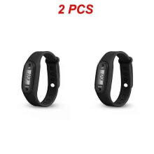 (black, 2pcs) 1/2PCS Sport Smart Wrist Watch Bracelet LCD Display Fitness Gauge Step Tracker Digital Pedometer Run Walking Calorie Counter