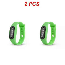 (green, 2pcs) 1/2PCS Sport Smart Wrist Watch Bracelet LCD Display Fitness Gauge Step Tracker Digital Pedometer Run Walking Calorie Counter
