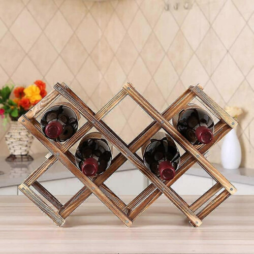 Wine Rack, Wooden Wine Storage Rack Countertop, 10 Bottle Wooden ...