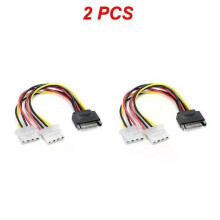 (2pcs, B) 15-Pin Sata Male To Molex Ide 4-Pin Female Adapter Extension Power Cord For Computer Optical Drive Connection Power Cord