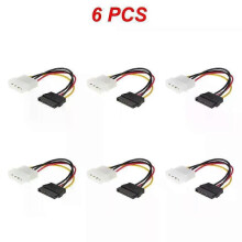 (6pcs, E) 15-Pin Sata Male To Molex Ide 4-Pin Female Adapter Extension Power Cord For Computer Optical Drive Connection Power Cord