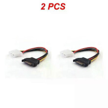 (2pcs, A) 15-Pin Sata Male To Molex Ide 4-Pin Female Adapter Extension Power Cord For Computer Optical Drive Connection Power Cord