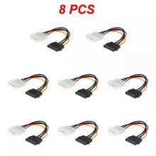 (8pcs, E) 15-Pin Sata Male To Molex Ide 4-Pin Female Adapter Extension Power Cord For Computer Optical Drive Connection Power Cord