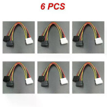 (6pcs, D) 15-Pin Sata Male To Molex Ide 4-Pin Female Adapter Extension Power Cord For Computer Optical Drive Connection Power Cord