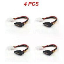 (4pcs, A) 15-Pin Sata Male To Molex Ide 4-Pin Female Adapter Extension Power Cord For Computer Optical Drive Connection Power Cord