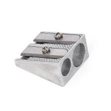 (silver, 1PCS) 1-12PCS Double Holes Precision Lipstick Cosmetic Pencil Sharpener For Eyebrow Lip Liner Eyeliner Pencil Gift School Suppli