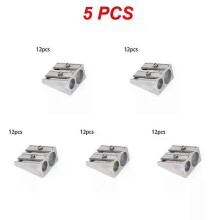 (silver, 5PCS) 1-12PCS Double Holes Precision Lipstick Cosmetic Pencil Sharpener For Eyebrow Lip Liner Eyeliner Pencil Gift School Suppli