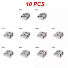 (silver, 10PCS) 1-12PCS Double Holes Precision Lipstick Cosmetic Pencil Sharpener For Eyebrow Lip Liner Eyeliner Pencil Gift School Suppli