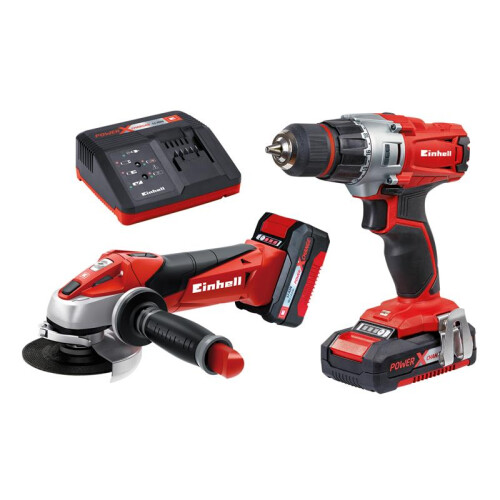 Einhell Einhell Drill Driver Angle Grinder Kit 18V With Battery Charger Power X-Change