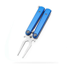 (Blue) Golf Alloy Forks,Divot Repair Tool and Ball Marker with Built-in Bottle Opener