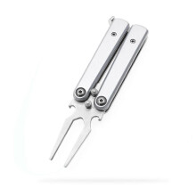 (Silver) Golf Alloy Forks,Divot Repair Tool and Ball Marker with Built-in Bottle Opener