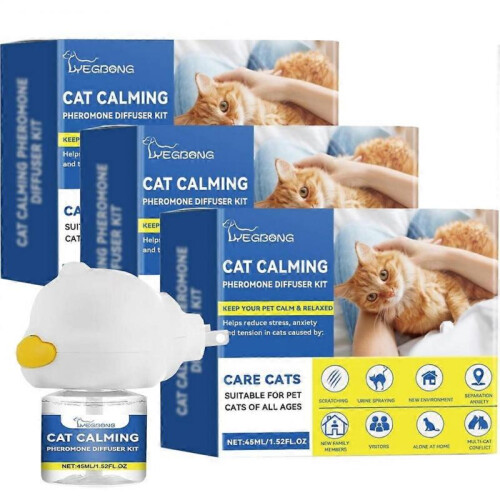 (3pcs)45ml Cat Calming Diffuser Cat Emotion Diffuser Long Lasting Pheromone Plug-in Relaxants Cat Calm Relaxing Reduce Fighting