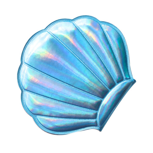 Folding Doppelseitiger Shell Spiegel Pu Tragbarer Hologramm Blau
