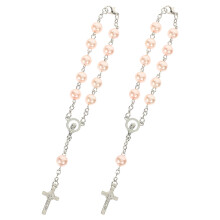 Car Rosary Cross Anhänger Rückspiegel 2 Rote Metallperlen