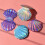 Folding Doppelseitiger Shell Spiegel Pu Tragbarer Hologramm Blau 4