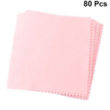 80Stk Mikrofaser-Brillenputztuch Polier- Und Reinigungswerkzeug Pink