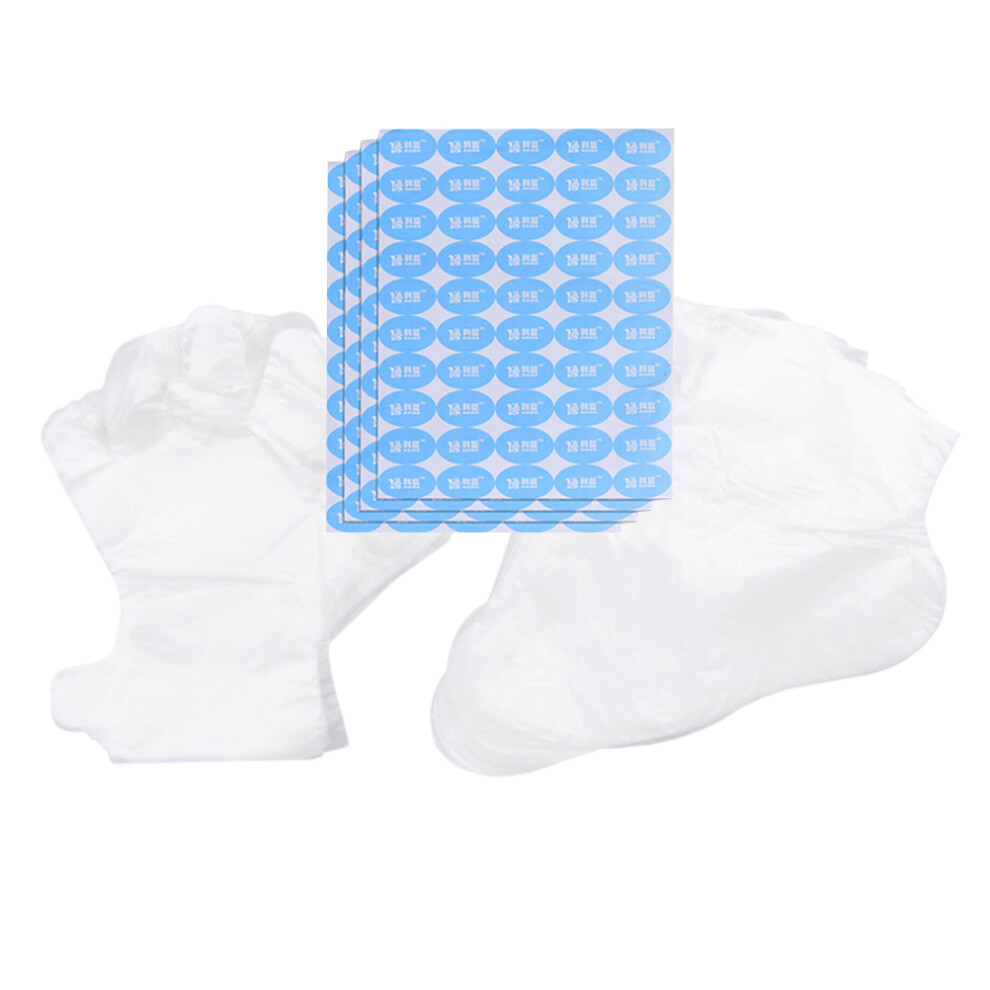 Ohphcall 3 Sets Plastic Disposable Gloves And Waterproof Covers For Pedicure