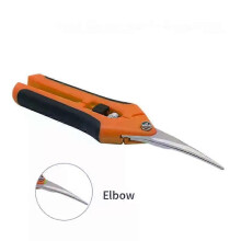 (Elbow Orange) Garden Pruning Shears Stainless Steel Pruner Fruit Picking Secateurs Potted Weed Scissors Straight Elbow Pruning Tools