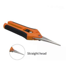 (Straight Orange) Garden Pruning Shears Stainless Steel Pruner Fruit Picking Secateurs Potted Weed Scissors Straight Elbow Pruning Tools