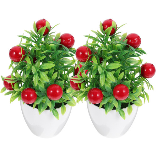 8Pcs Fake Potted Fruit Tree Bonsai Plastic Foam Fruit Decor 1