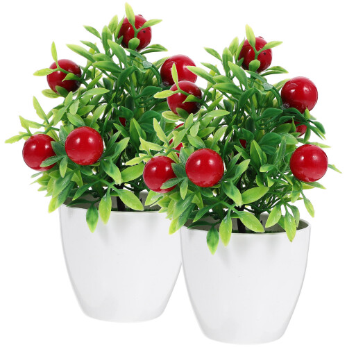 8Pcs Fake Potted Fruit Tree Bonsai Plastic Foam Fruit Decor 2