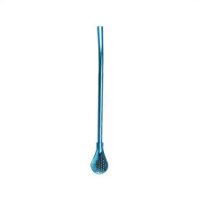 (Blue)Colorful 304 Stainless Steel Tea Drinking Straws Spoon Yerba Mate Tea Filter Reusable Bombilla Gourd Tea Tools Bar Accessories