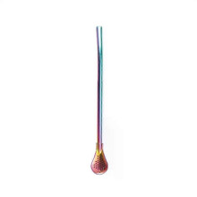 (Color)Colorful 304 Stainless Steel Tea Drinking Straws Spoon Yerba Mate Tea Filter Reusable Bombilla Gourd Tea Tools Bar Accessories