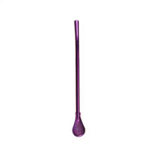 (Purple)Colorful 304 Stainless Steel Tea Drinking Straws Spoon Yerba Mate Tea Filter Reusable Bombilla Gourd Tea Tools Bar Accessories