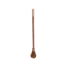 (Rose Gold)Colorful 304 Stainless Steel Tea Drinking Straws Spoon Yerba Mate Tea Filter Reusable Bombilla Gourd Tea Tools Bar Accessories
