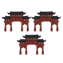 Masteelf 3 Pcs Ancient Building Model 8.00x5.50x2.00cm Brown