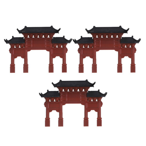 Masteelf 3 Pcs Ancient Building Model 8.00x5.50x2.00cm Brown
