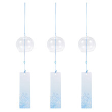 3Pcs Blue Japanese Glass Wind Chimes Durable Borosilicate Home Decor