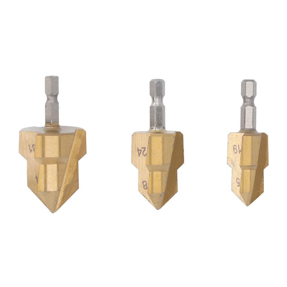 3Pcs Pipe Reaming Drill Bit Set Hex Shank Ppr High Speed Steel 323163051444
