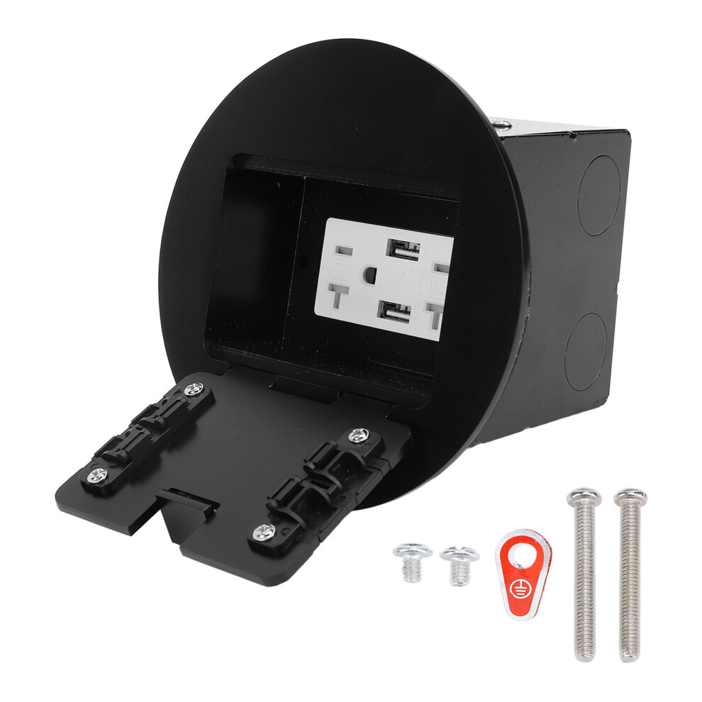 Recessed Floor Outlet 20A 2 Usb Stainless Steel Black 323163051703