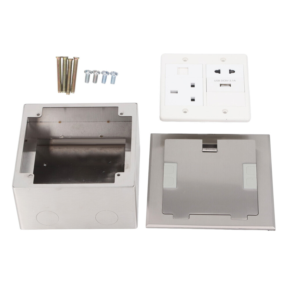 Recessed Floor Outlet 3 Prong 2 Holes Usb Computer Port Silver 323163051727