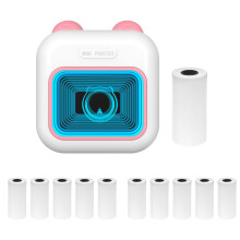 Mini Pocket Thermal Printer 7-Color LED BT Wireless 11 Rolls 57x25mm