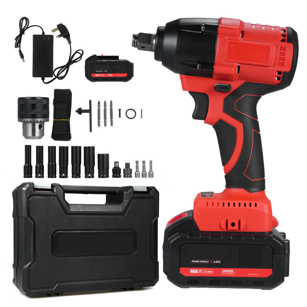21V Brushless Impact Wrench 350N.m 2800Rpm 2Pcs 4.0Ah Battery Charger 323163052564